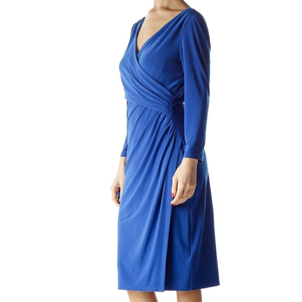 Lauren Ralph Lauren Blue Ruched 3/4 Sleeve Dress - Picture 3 of 3